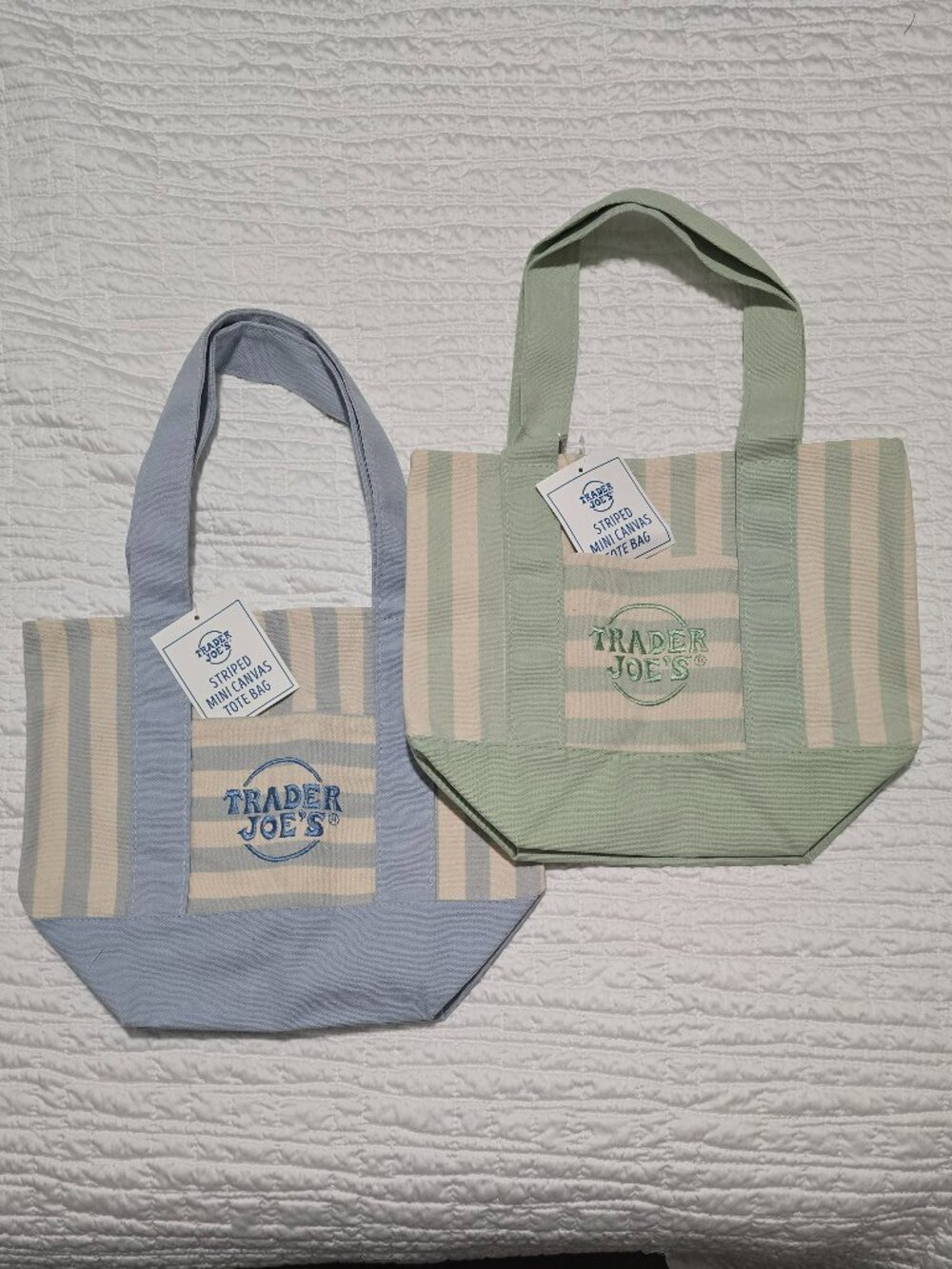 New Viral Trader Joe’s Striped Canvas Mini Tote Bag